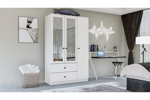 Metalia Home Kleiderschrank mit 3 Türen, 2 Schubladen, und Spiegel