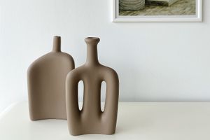 Lotus & Celery Ceramic Vase Set, Brown
