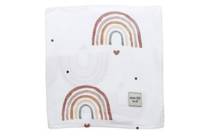 Muslin Rainbow Rosy Throw & Blanket, 120x120 cm, White