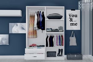 Novado Kledingkast met 4 Deuren, 2 Lades en Spiegel