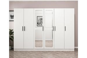 Medway Kleiderschrank mit 2 Schubladen und Spiegel, Weiß