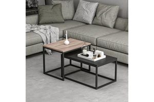 Leka Modern Coffee Table, Light Wood & Black
