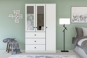 Metalia Spey Kleiderschrank mit 3 Türen, 3 Schubladen, und Spiegel