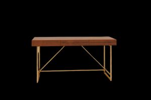 Bella Desk, 150 cm, Dark Wood & Gold