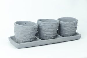 Plate Design 4 Piece Plant Pot, Grey