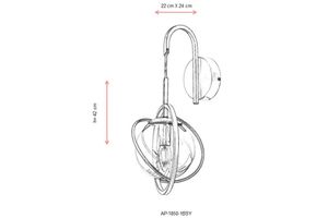 Avonni Quade Wandlamp, 22x24 cm, Zwart