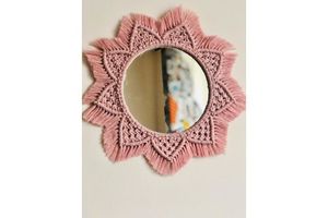 Macrame Mimi Wall Mirror, Pink