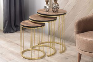 Rome Nesting Table, Walnut & Gold