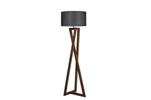 Cara Cilinder Vloerlamp, Walnoot en Zwart