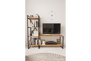Nilamu TV Unit & Bookcase, 150 cm, Oak