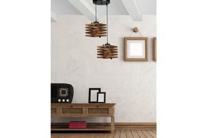 Cara Hanglamp met 2 Lampjes, Walnoot