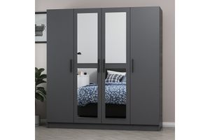 Medway Tideway Kledingkast met 4 Deuren, 2 Lades en Spiegel, 190 cm Antraciet
