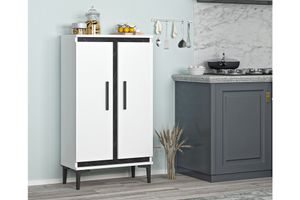 Nitra Medium Mehrzweckschrank, Weiß & Schwarz