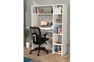 Manorala Schreibtisch mit Bücherregal, Weiß