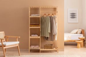 Nereo Open Wardrobe, 100 cm, Light Wood