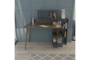 Lagomood Space Desk, Grey & Dark Wood