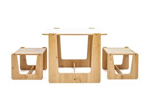 Zoey Children's Montessori 2 Stools and Table Set, 2-4 Years, Light Wood