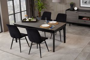 Zeta 6-Seat Fixed Dining Table, Black