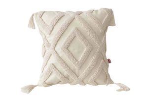 Galia Striped Scandinavian Design Punch Cushion Cover, Cream