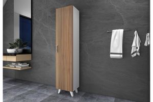 Rula Bathroom Cabinet, White & Dark Wood