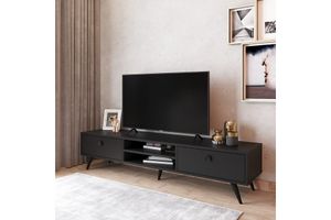 Robin Home Aria TV-Lowboard mit Holzbeinen, 175 cm, Schwarz