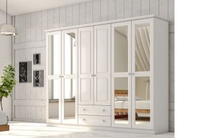 Myra Kleiderschrank mit 6 Türen und 2 Schubladen, Weiß