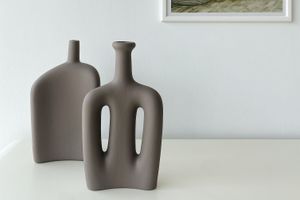 Lotus & Celery Ceramic Vase Set, Mink
