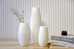 Roll Ceramic Vase Set, White