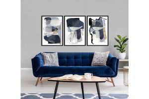 Cinque Abstract Art Print with Frame, Triptych