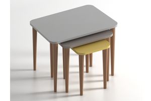 Sada bílo-žlutých odkládacích stolků Letto