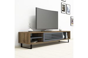 Eray Modern TV Stand, Dark Wood & Grey, 160 cm