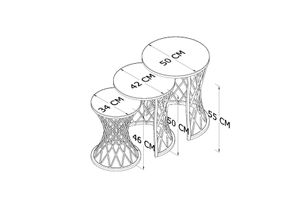 Tubihome Rieten C Bijzettafelset, Walnoot