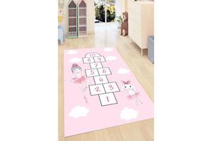 Concept Hopscotch Print Children Rug, Pink