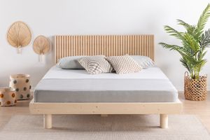 Luna Hendrick Houten Bedframe, 150x200 cm, Natuurlijke Kleur