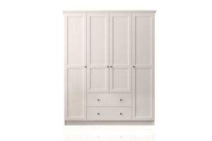 Zenio Side 4 Door with 2 Drawers Wardrobe, White