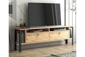 Atlanta TV-Meubel met Metalen Poten, Pijnboom & Zwart