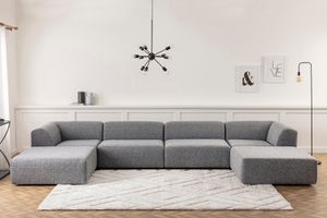 Alpha U-Shaped Modular Sofa, Light Grey