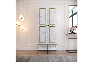 Martin 2 Door Wardrobe, White & Gold