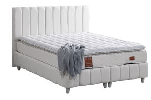 Narva Box, Hoofdbord En Real Matras Met Pad, Wit, 150X200