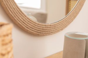 Wood Decoratieve Ronde Wandspiegel
