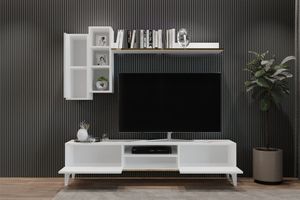 Mauri TV-Möbel mit Bücherregal und Regalen, Weiß