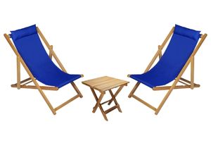 Bysay Folding Lounge Outdoor Chair Set, Blue