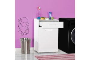 Diamond Cabinet with Laundry Hamper and Drawers, White