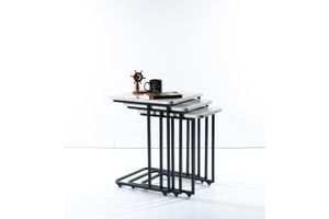 Mono C Bijzettafel, 3 Dlg, Antraciet, Wit Marmer