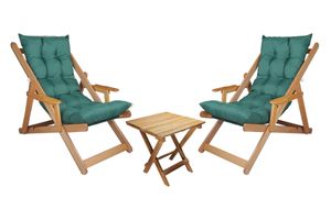 Kolyn Folding Lounge Outdoor Chair Set with Armrest, Green