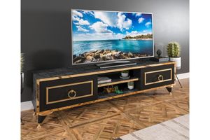 Brienz Lotus TV-Lowboard, Schwarz & Marmor