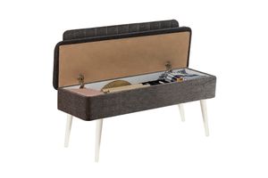 Vi̇Na Stoffen Bank Met Opbergruimte, Wit Antraciet 1053