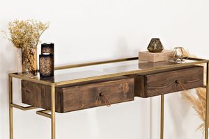 Wychwood Console Table, Walnut & Brass