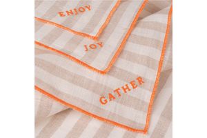 Huali Striped Linen Napkin Set, Orange