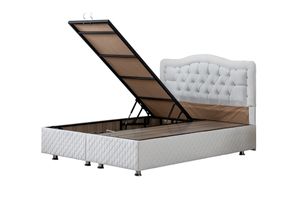 Schah Boxspringbett mit Kopfteil, Weiß